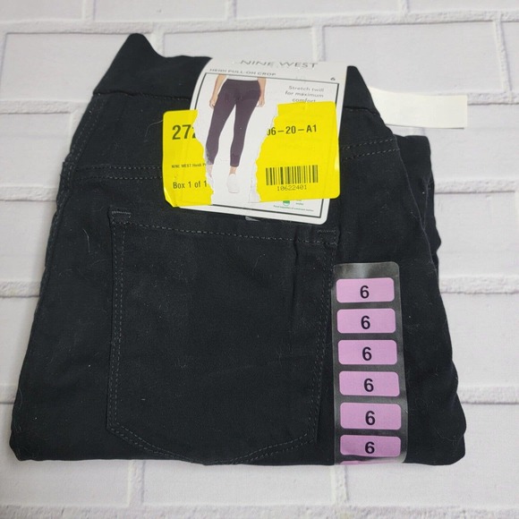 Nine West Heidi Pull-On Crop Jeans Pants Black Women's Size 6 - Picture 3 of 8